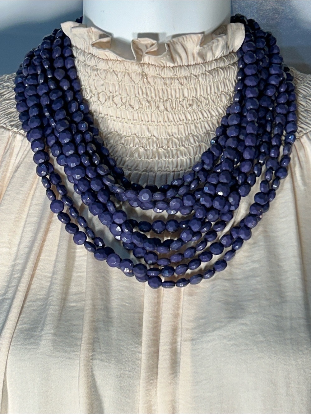 Natasha Deep Purple 10 Strand Beaded Necklace Dressy Office Timeless
